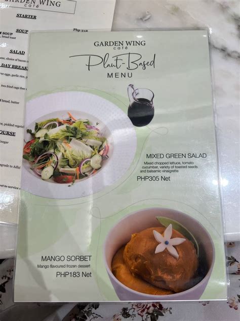 garden wing cafe menu